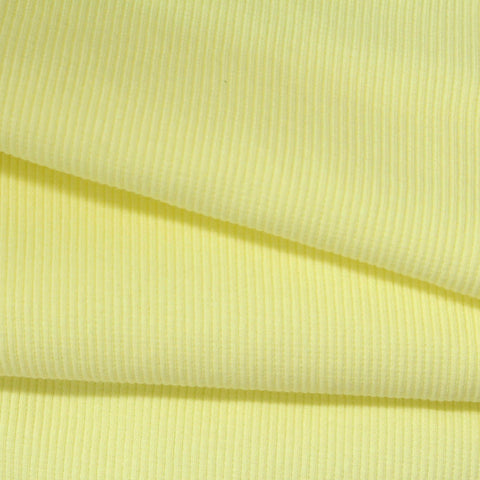 Cotton Stretch Rib Knit Fabric, 350 gsm, 115 cm — Yellow