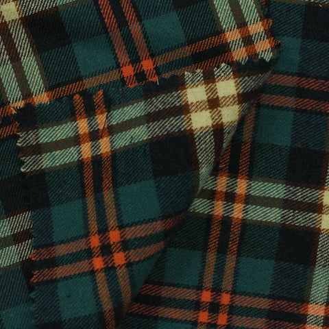 Dark Teal Plaid Twill, Cotton