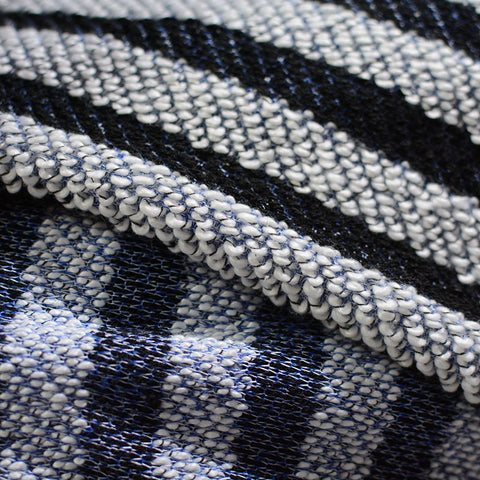 Black Horizontal-Stripe Chunky Knit, Cotton-Poly, 465 gsm
