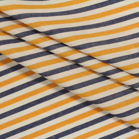 Navy Horizontal-Stripe Woven, Cotton, 108 gsm