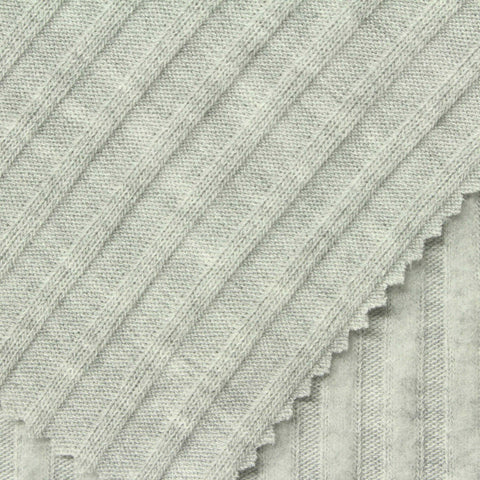 Grey Heather Rib Knit, Poly-Viscose