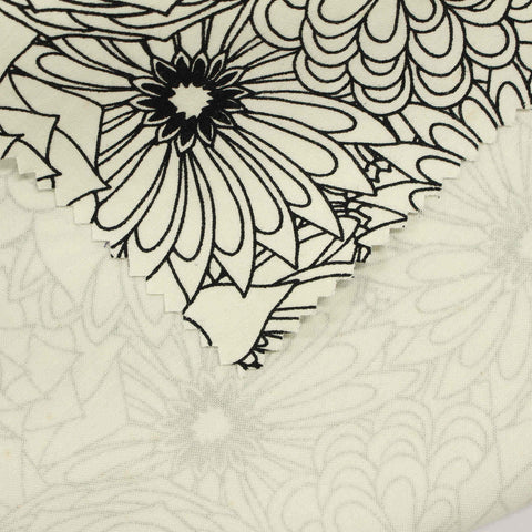 Black Floral Woven, Cotton, 200 gsm