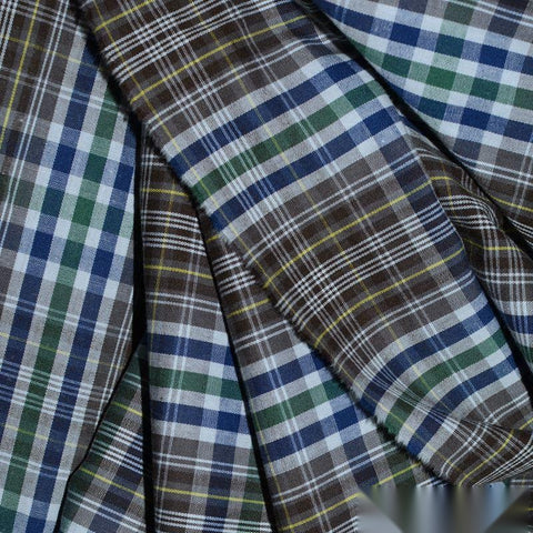 Blue Bold-Plaid Poplin, Cotton
