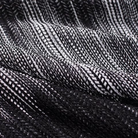 Black Vertical-Chevron Knit, Nylon-Spandex
