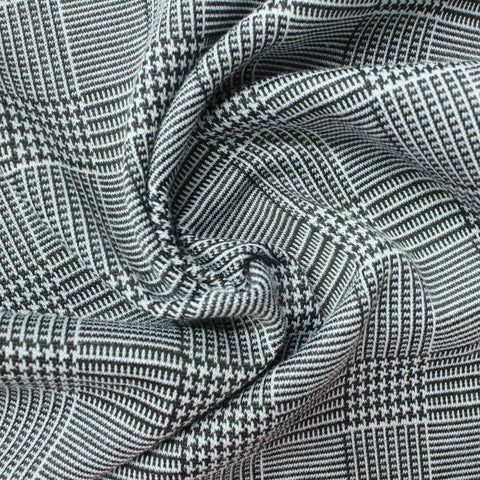 Black Plaid Knit, Polyester, 243 gsm