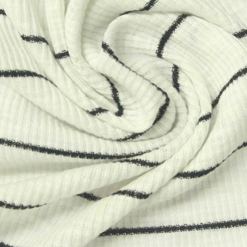 Dark Grey Horizontal-Stripe Rib Knit, Poly-Viscose, 170 gsm