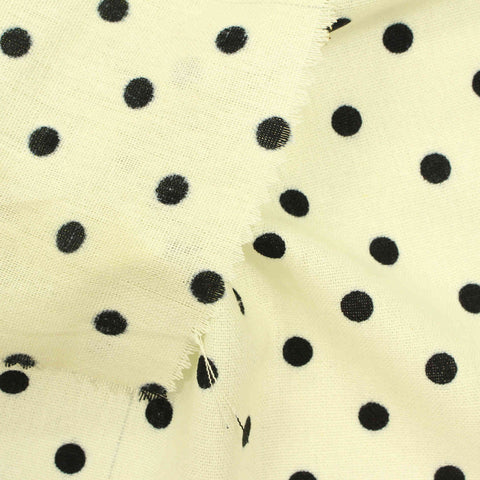 Black Dots Woven, Viscose-Linen, 196 gsm