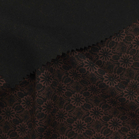 Dark Brown Flowers Woven, Poly-Viscose