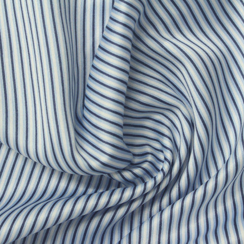 Blue Vertical-Stripe Satin, Polyester