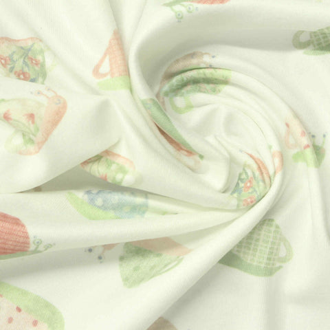 Pastel Green Shells Milk Silk Knit, Polyester, 165 gsm