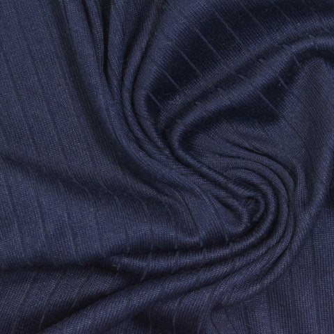 Dark Blue Marl Rib Knit, Polyester, 180 gsm