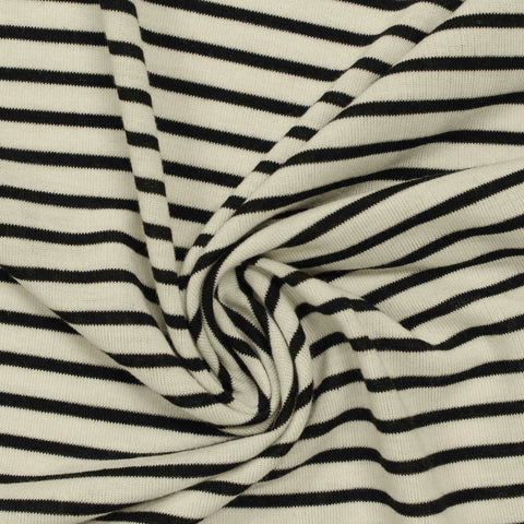 Black Horizontal-Stripe Knit, Poly-Viscose, 160 gsm