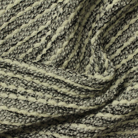 Cream Textured-Stripe Chunky Knit, Poly-Cotton