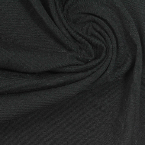 Cotton Stretch Jersey Knit Fabric, 140 gsm, 170 cm — Black