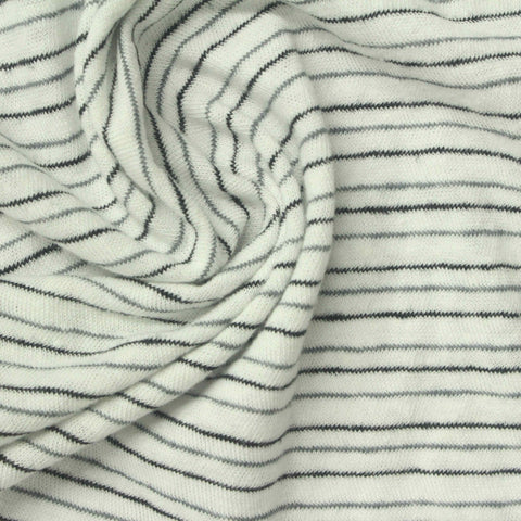 White Horizontal-Stripe Jersey Knit, 160 gsm