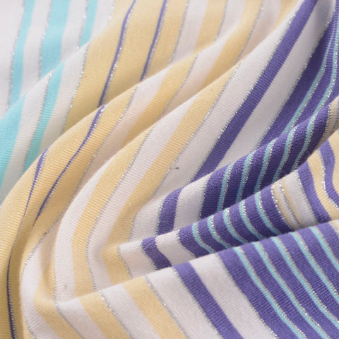 Purple Horizontal-Stripe Jersey Knit, Viscose, 213 gsm