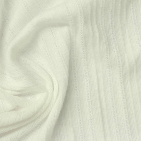 Off-White Tone-on-Tone Pointelle Knit, Cotton-Poly