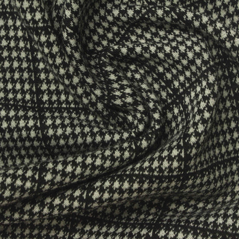 Black Houndstooth Interlock Knit, Polyester
