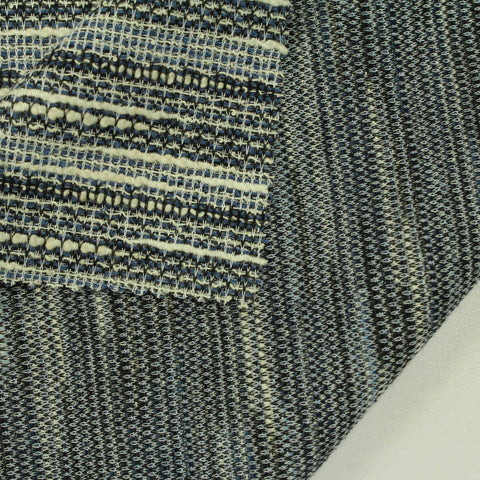 Blue Horizontal-Stripe Jacquard, Poly-Cotton, 204 gsm