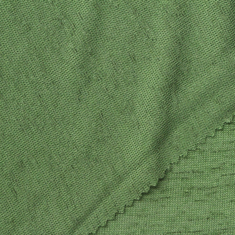 Heathered Green Marl Jersey Knit, Viscose-Poly, 200 gsm