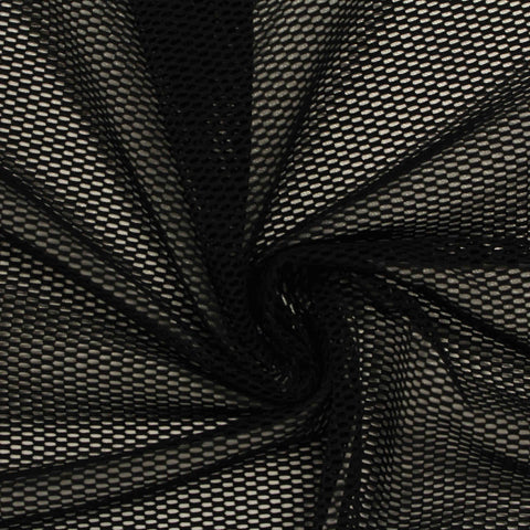 White Geometric-Dash Mesh, Polyester