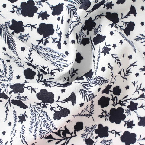 Navy Floral Woven, Polyester