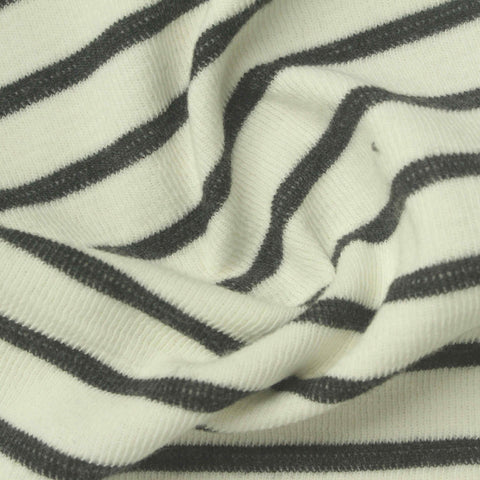 Dark Grey Horizontal-Stripe Knit, Cotton-Poly