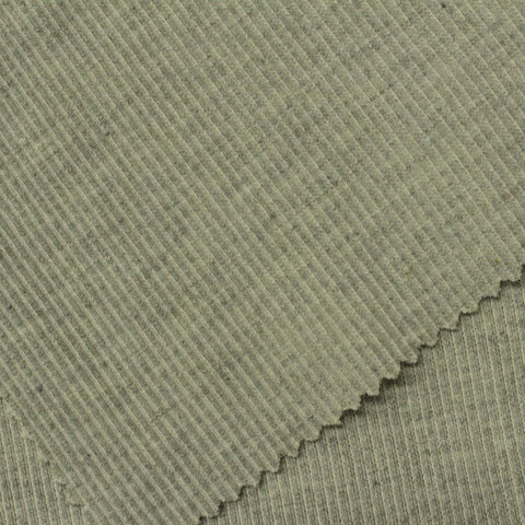Heathered Grey-Green Marl Rib Knit, Cotton-Poly