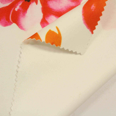 Red Floral Scuba Knit, Polyester, 250 gsm