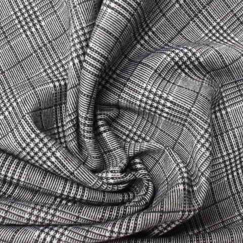 Black Plaid Knit, Polyester, 190 gsm, 135 cm