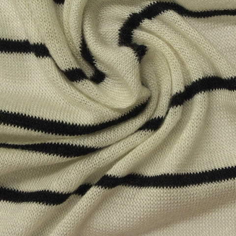 Black Horizontal-Stripe Jersey Knit, Viscose, 112 gsm
