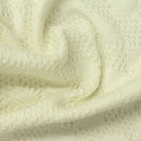 Off-White Tone-on-Tone Pointelle Knit, Viscose-Nylon
