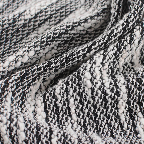 Black Horizontal-Stripe Chunky Knit, Poly-Cotton, 184 gsm
