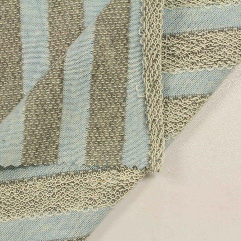 Light Blue Vertical-Stripe French Terry, Cotton-Poly