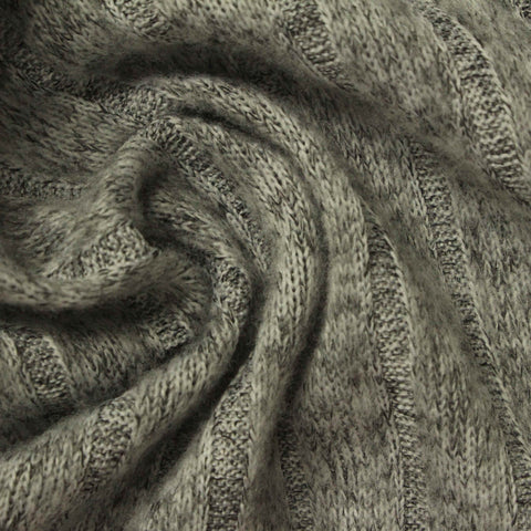 Grey Marl Rib Knit, 210 gsm