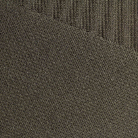 Cotton Polyester Stretch Rib Knit Fabric, 256 gsm, 120 cm — Khaki