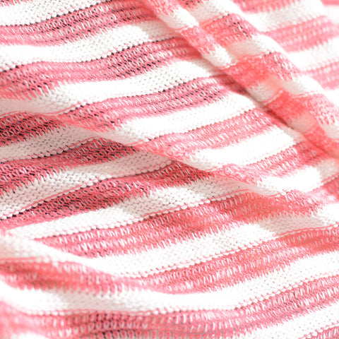 Pink Horizontal-Stripe Chunky Knit, Poly-Cotton, 219 gsm
