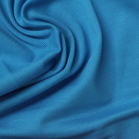 100% Cotton Piqué Knit Fabric, 174 gsm, 177 cm — Blue