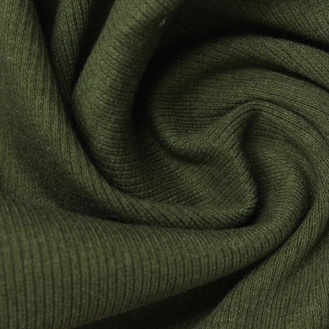 Olive Ribbed Rib Knit, Cotton-Poly
