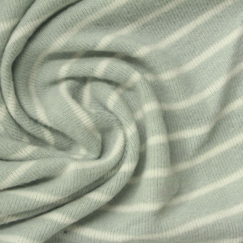 Light Green Stripes Chunky Knit, Poly-Viscose