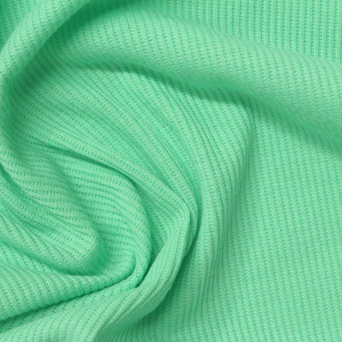 Polyester Viscose Stretch Rib Knit Fabric, 210 gsm, 150 cm — Green
