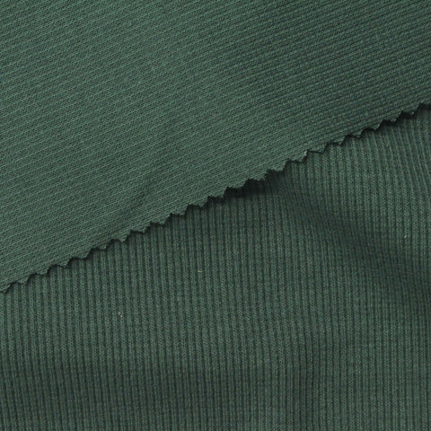 Dark Green Rib Knit, Poly-Cotton