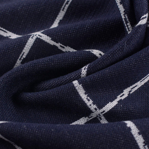 Navy Check Interlock Knit, Polyester