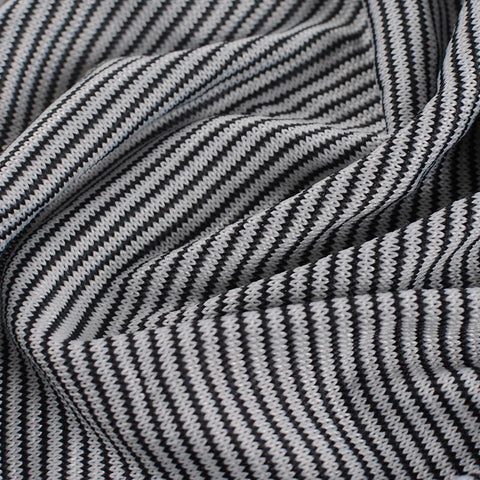 Black Horizontal-Stripe Chunky Knit, Polyester, 190 gsm