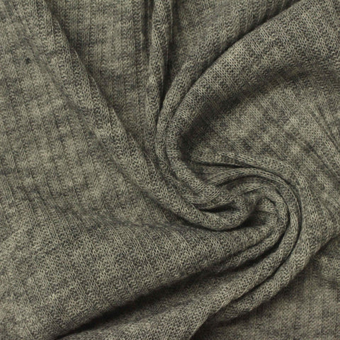 Heathered Grey Marl Rib Knit, Poly-Viscose, 220 gsm