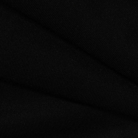 Slub Polyester Stretch Linen-Look Fabric, 280 gsm, 160 cm — Black