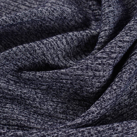Navy Marl Rib Knit, Viscose-Poly, 230 gsm