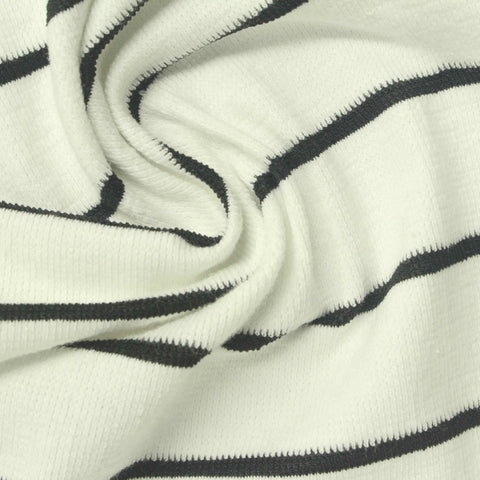 Dark Grey Horizontal-Stripe Jersey Knit, Cotton, 240 gsm