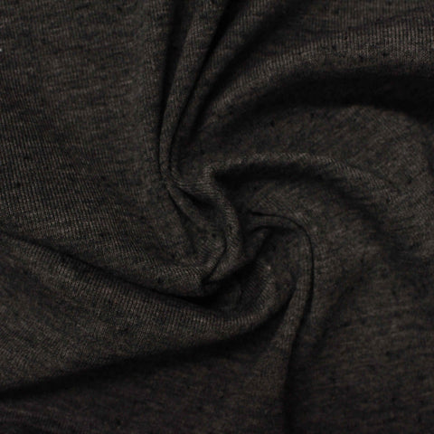 Dark Grey Marl Rib Knit, Cotton-Poly, 180 gsm