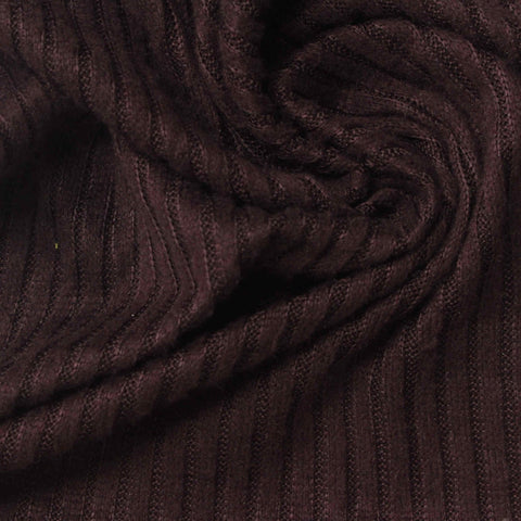 Brushed Polyester Stretch Rib Knit Fabric, 210 gsm, 150 cm — Brown